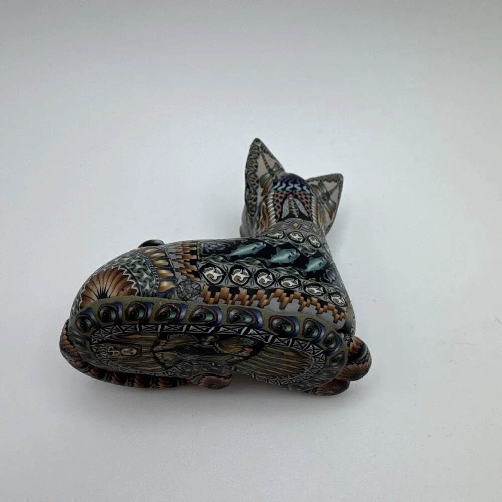 Jon‎ Stuart Anderson Dragonfly Cat Polymer Clay Figurine Feline Sculpture Kitten